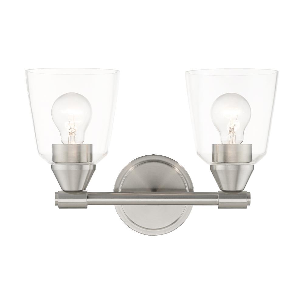 2 Light Brushed Nickel Vanity Sconce