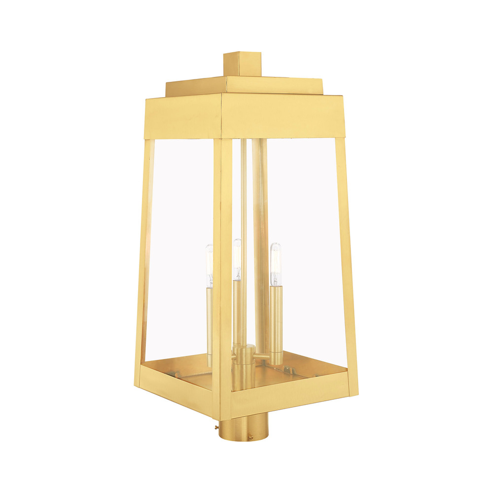 3 Lt Satin Brass Outdoor Post Top Lantern