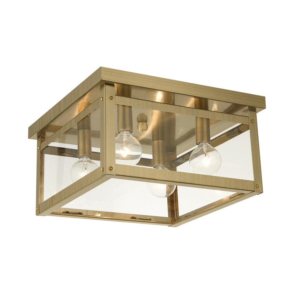 4 Lt Antique Brass Flush Mount