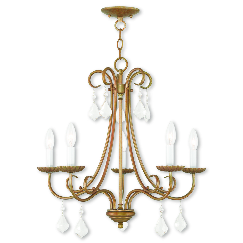 5 Light Antique Gold Leaf Chandelier