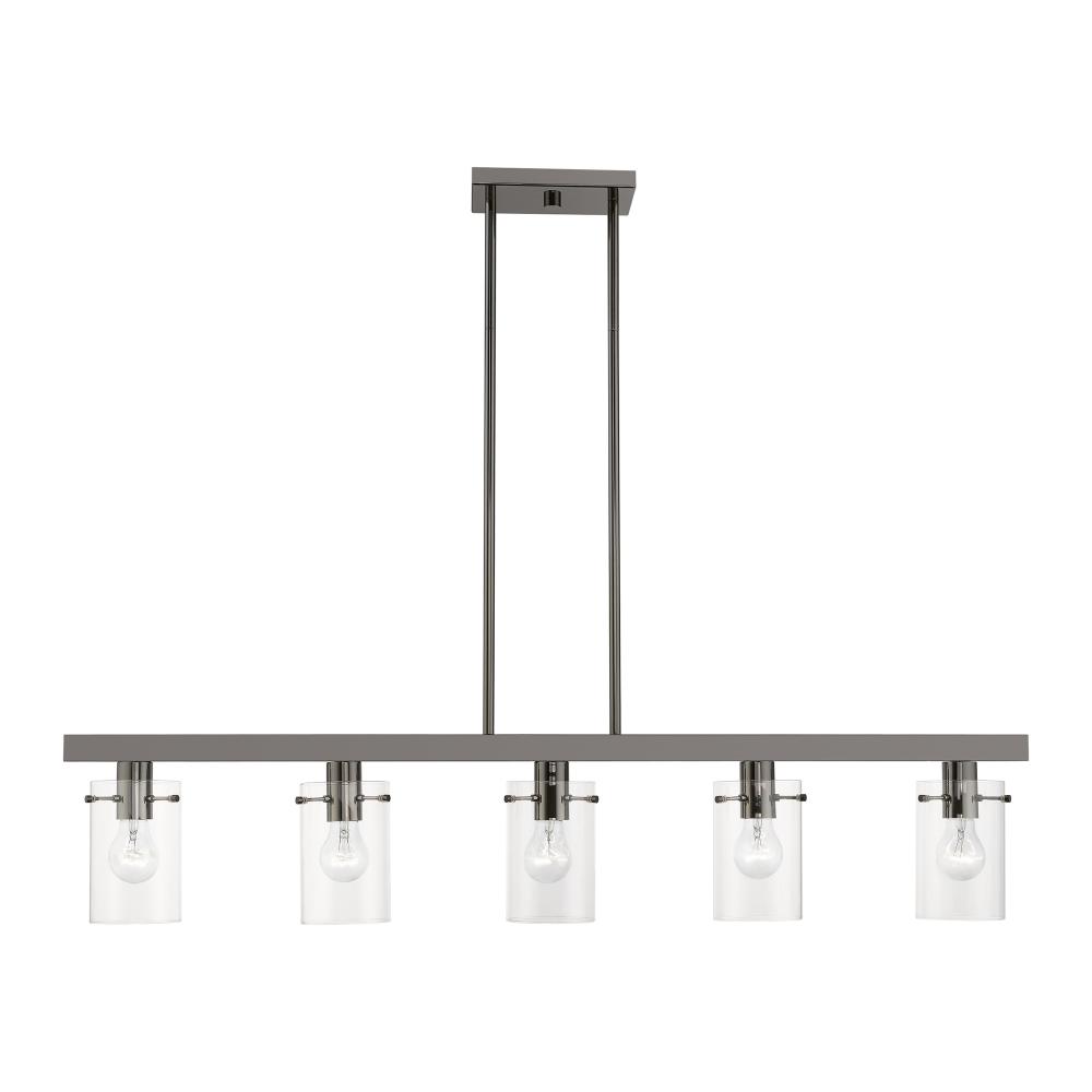 5 Light Black Chrome Linear Chandelier