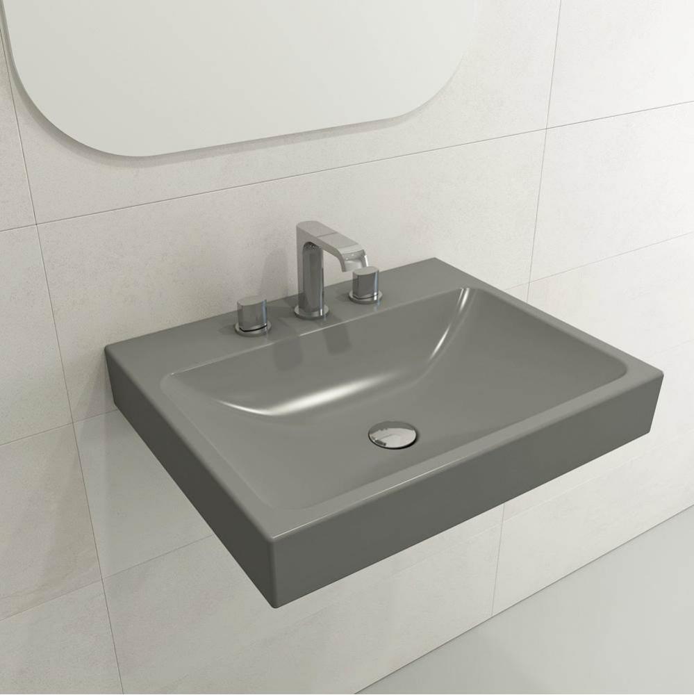 Scala Arch Wall-Mounted Sink Fireclay 23.75 in. 3-Hole in Matte Gray