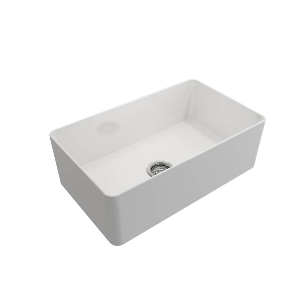 Aderci Ultra-Slim Farmhouse Apron Front Fireclay 30 in. Single Bowl Kitchen Sink with Protective B