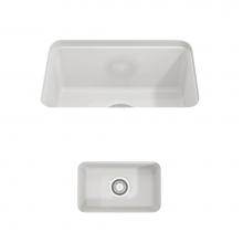 BOCCHI 1358-001-0120 - Sotto Dual-mount Fireclay 12 in. Single Bowl Bar Sink with Strainer in White