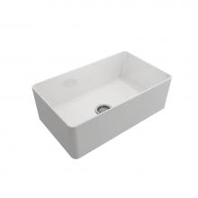 BOCCHI 1481-001-0120 - Aderci Ultra-Slim Farmhouse Apron Front Fireclay 30 in. Single Bowl Kitchen Sink with Protective B