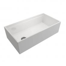 BOCCHI 1505-001-0120 - Contempo Step-Rim Apron Front Fireclay 36 in. Single Bowl Kitchen Sink with Integrated Work Statio