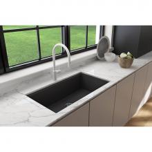 BOCCHI 1616-504-0126 - Baveno Lux Dual-Mount 34''. Single Bowl Granite Composite Kitchen Sink with Integrated W