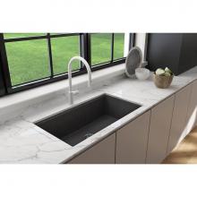 BOCCHI 1616-505-0126HP - Baveno Lux Dual-Mount 34''. Single Bowl Granite Composite Kitchen Sink with Integrated W