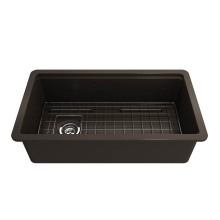 BOCCHI 1693-025-0120 - Sotto Step-Rim Tri-Mount Fireclay 34 in. Single Bowl Kitchen Sink Integrated Workstation and Acces