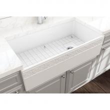 BOCCHI 1355-001-0120 - Vigneto Apron Front Fireclay 36 in. Single Bowl Kitchen Sink with Protective Bottom Grid and Strai