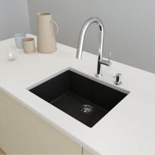 BOCCHI 1606-504-0126 - Campino Uno Dual Mount Granite Composite 24 in. Single Bowl Kitchen Sink with Strainer in Matte Bl