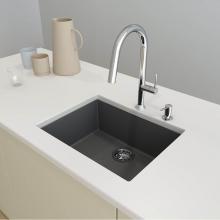 BOCCHI 1606-506-0126 - Campino Uno Dual Mount Granite Composite 24 in. Single Bowl Kitchen Sink with Strainer in Concrete