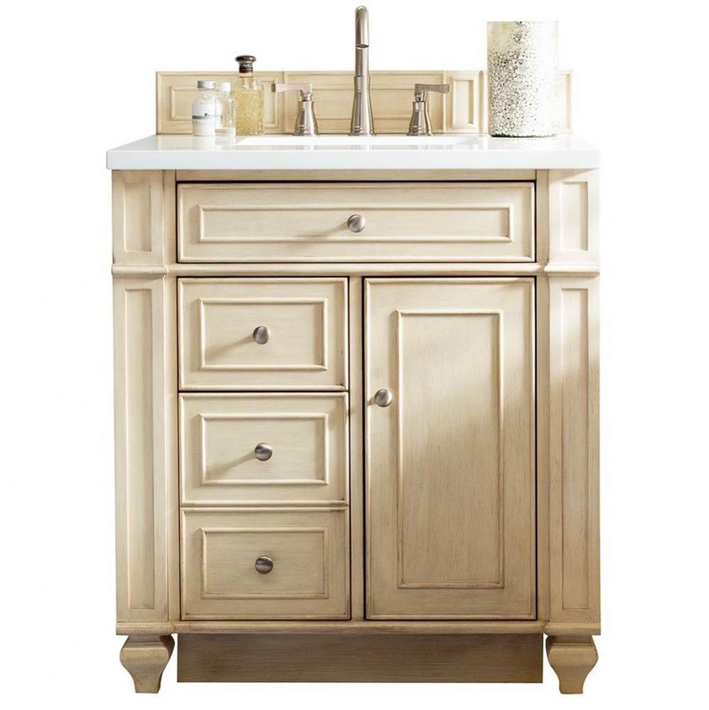 Bristol 30&apos;&apos; Single Vanity, Vintage Vanilla, w/ 3 CM White Zeus Quartz Top