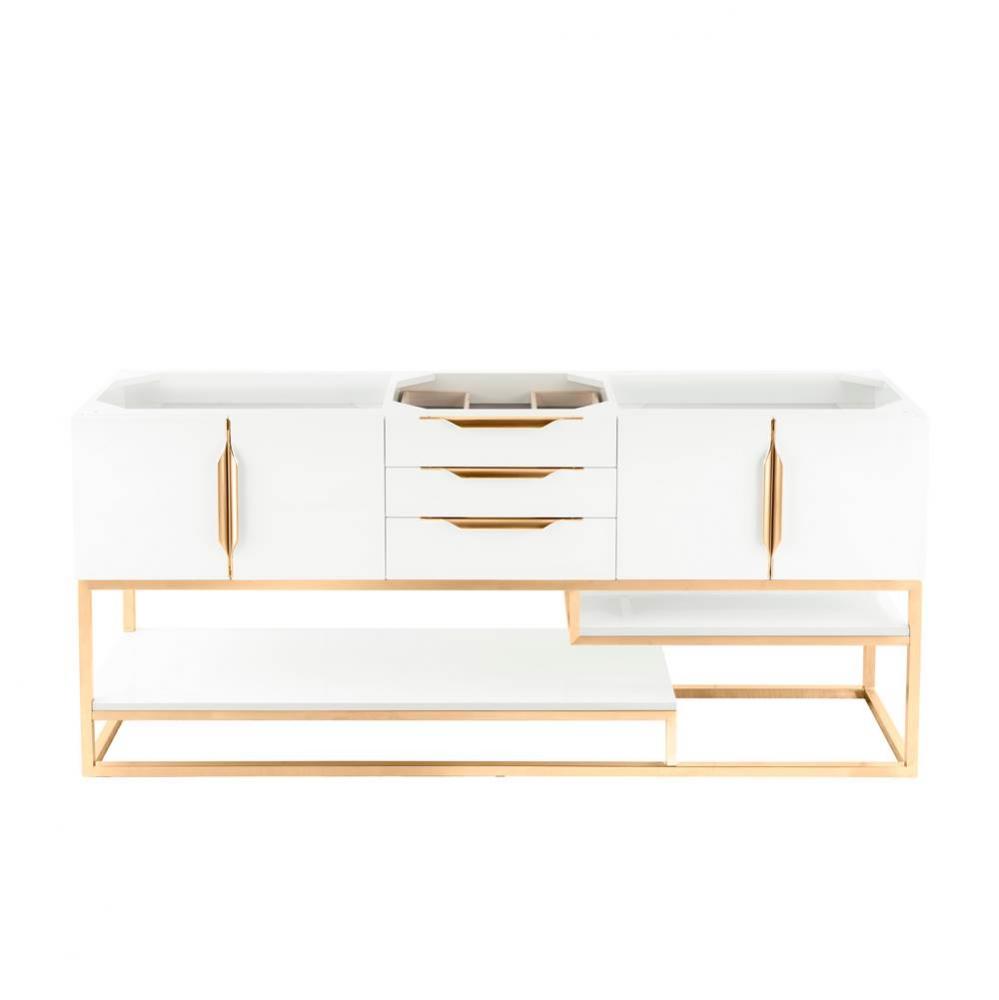 Columbia 72&apos;&apos; Double Vanity Cabinet, Glossy White, Radiant Gold