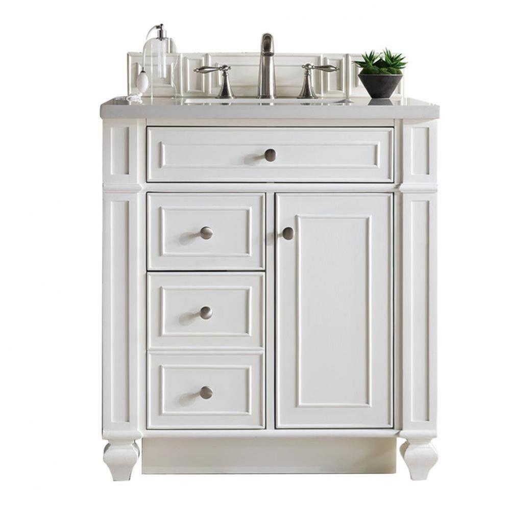 Bristol 30&apos;&apos; Single Vanity, Bright White, w/ 3 CM White Zeus Quartz Top