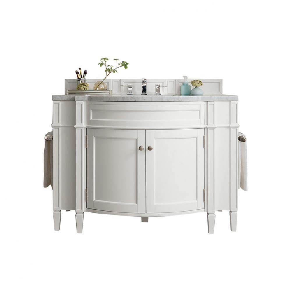 Brittany 46&apos;&apos; Single Vanity, Bright White w/ 3 CM Arctic Fall Solid Surface Top