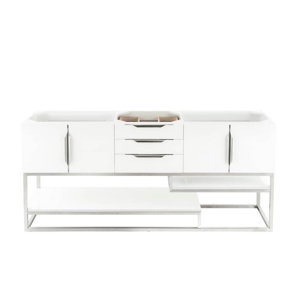 Columbia 72&apos;&apos; Single Vanity Cabinet, Glossy White, Brushed Nickel