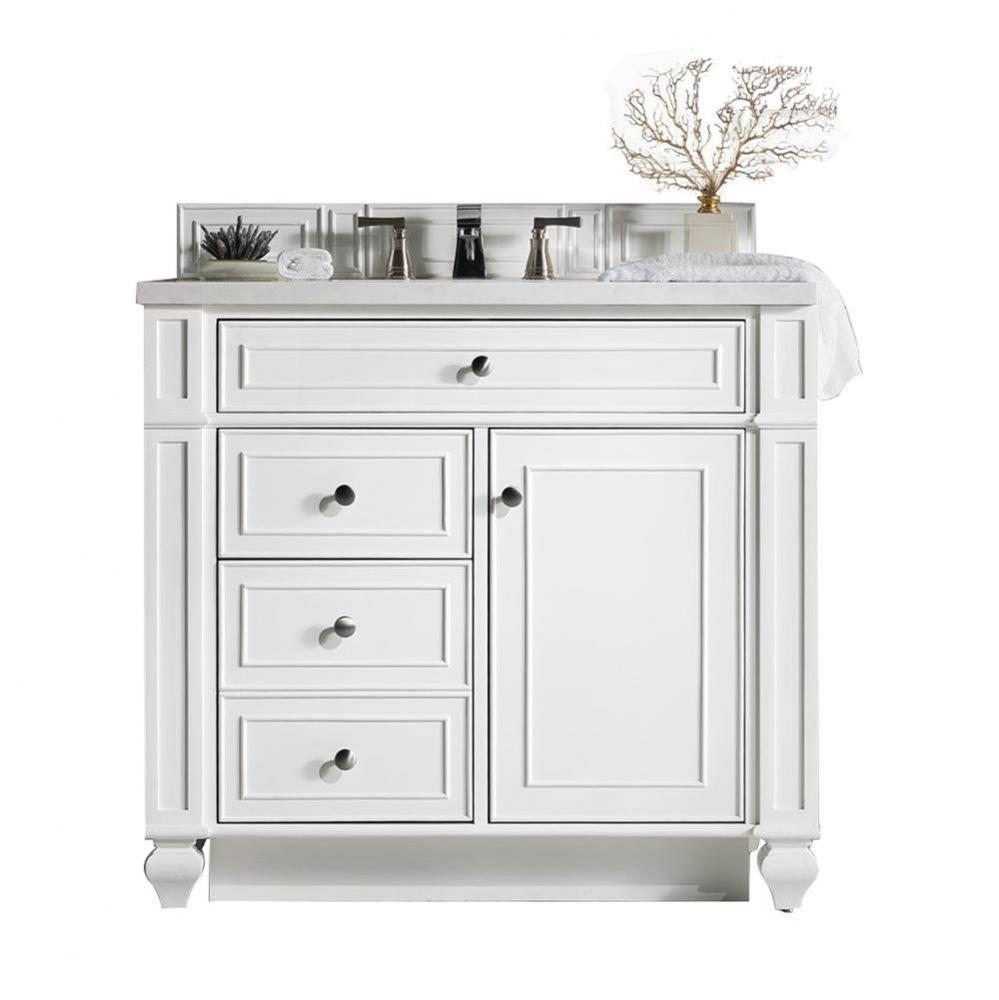 Bristol 36&apos;&apos; Single Vanity, Bright White, w/ 3 CM White Zeus Quartz Top