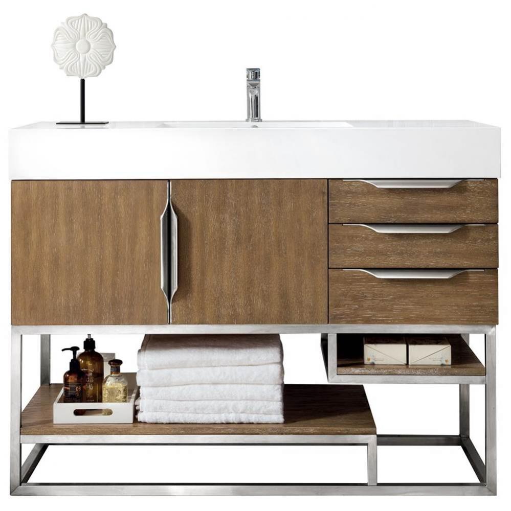 Columbia 48&apos;&apos; Single Vanity Cabinet, Latte Oak, Brushed Nickel