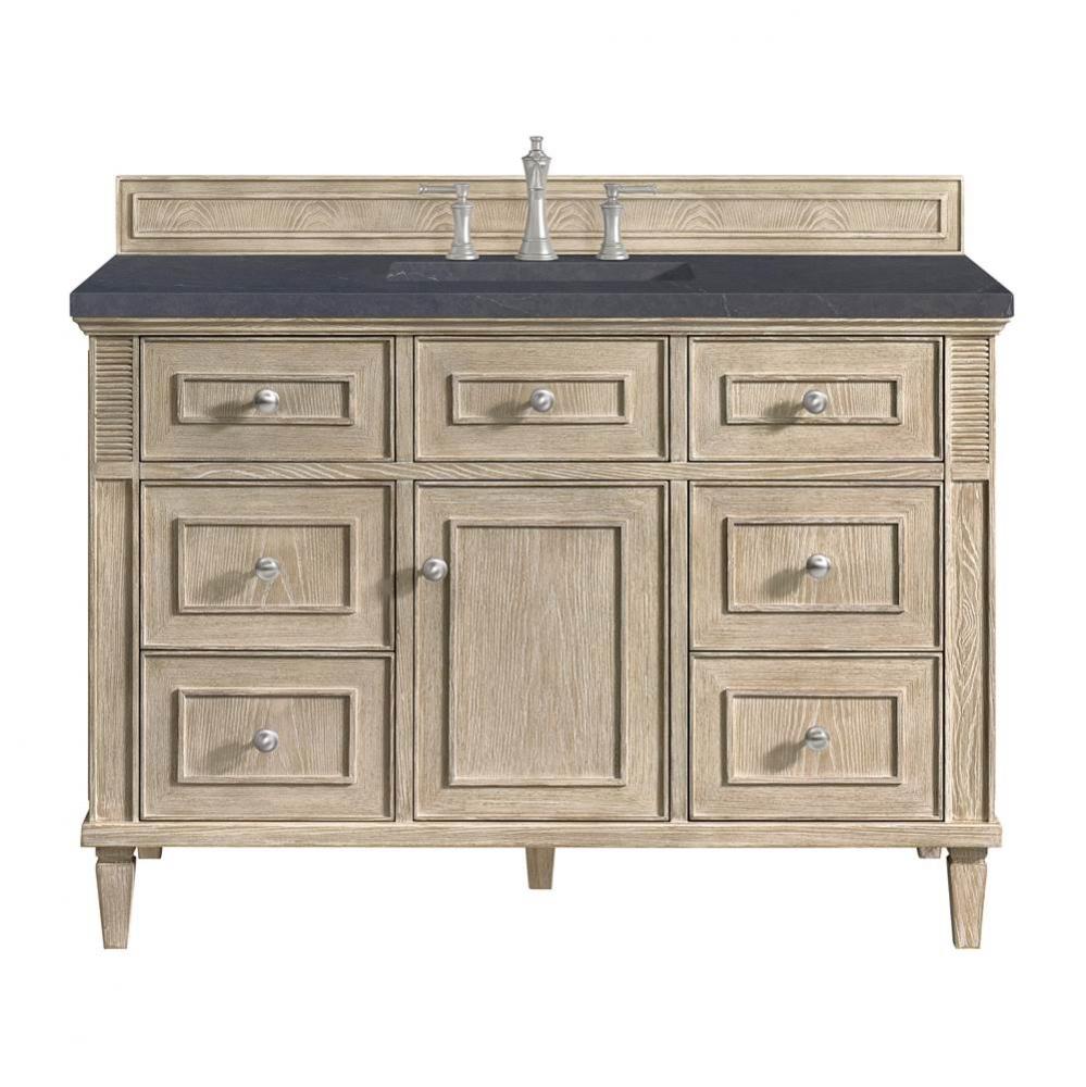 Lorelai 48&apos;&apos; Single Vanity, Whitewashed Oak w/ 3 CM Charcoal Soapstone Quartz Top