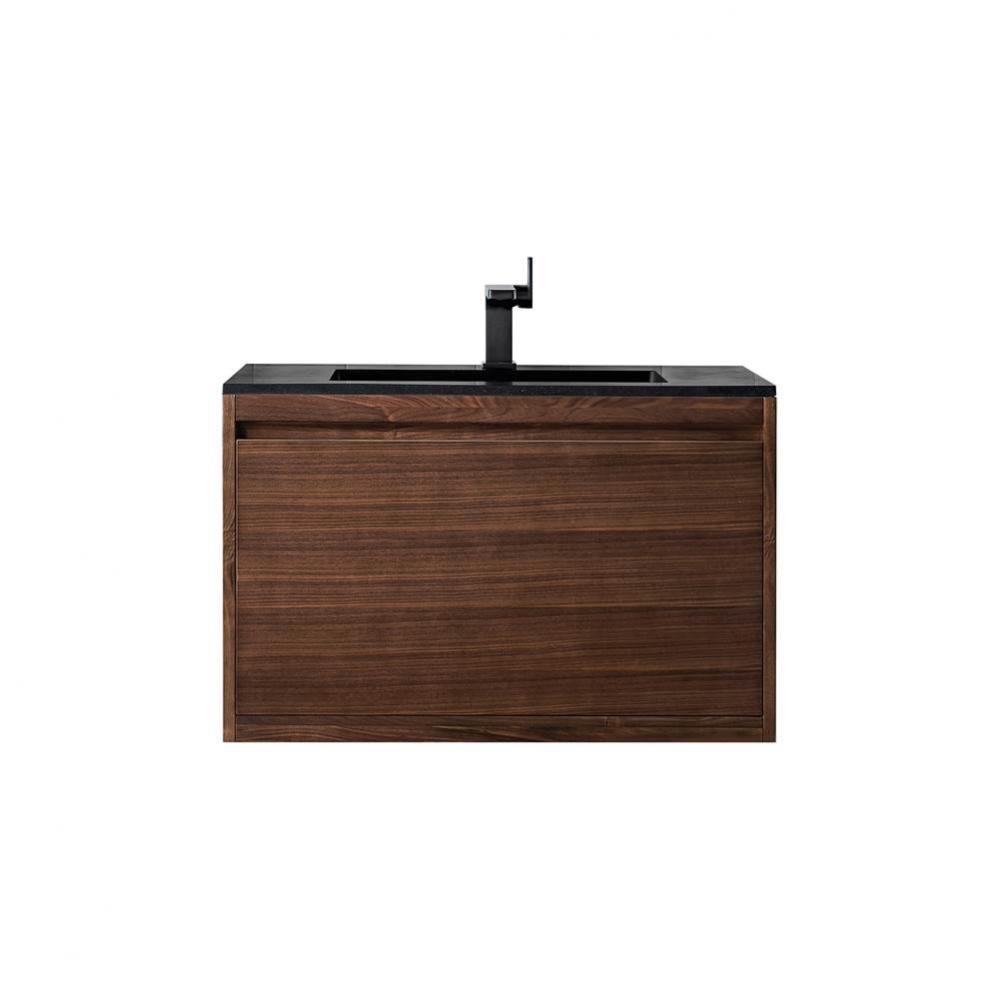 Mantova 35.4&apos;&apos; Single Vanity, Mid-Century Walnut w/ Charcoal Black Composite Stone Top