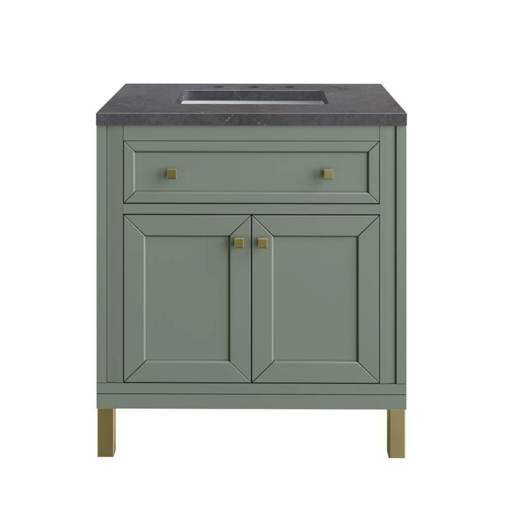 Chicago 30&apos;&apos; Single Vanity, Smokey Celadon w/ 3 CM Charcoal Soapstone Top