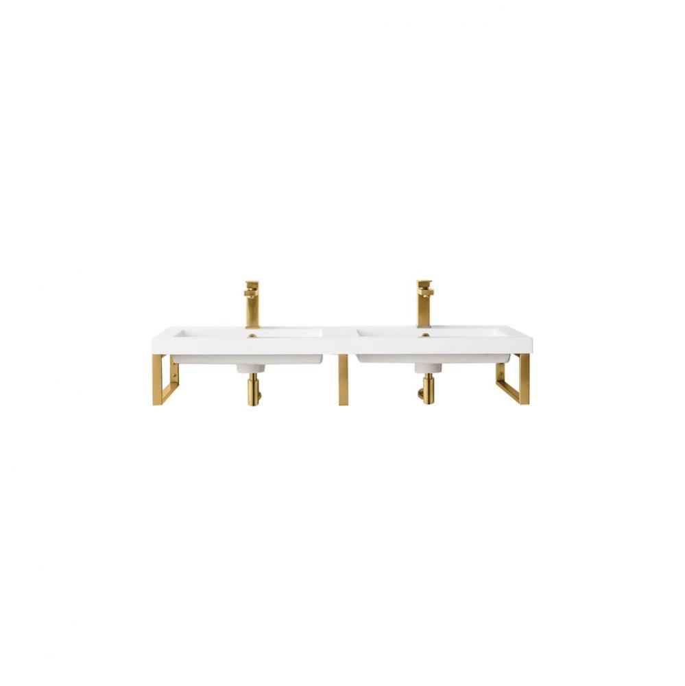 Three Boston 18&apos;&apos; Wall Brackets, Radiant Gold w/47&apos;&apos; White Glossy Composite Co