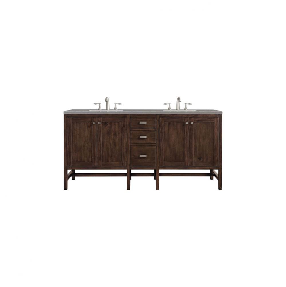 Addison 72&apos;&apos; Double Vanity, Mid-Century Acacia w/ 3 CM Grey Expo Quartz Top