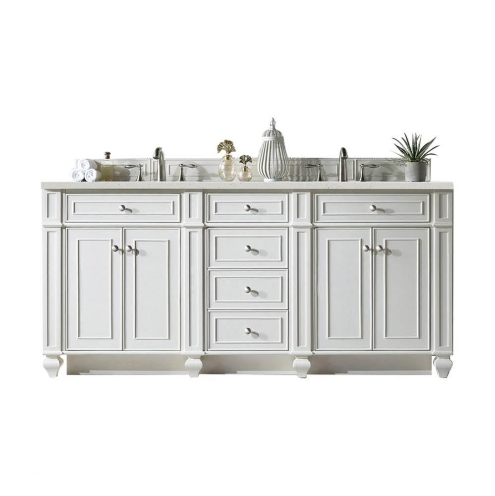 Bristol 72&apos;&apos; Double Vanity, Bright White w/ 3 CM Lime Delight Quartz Top