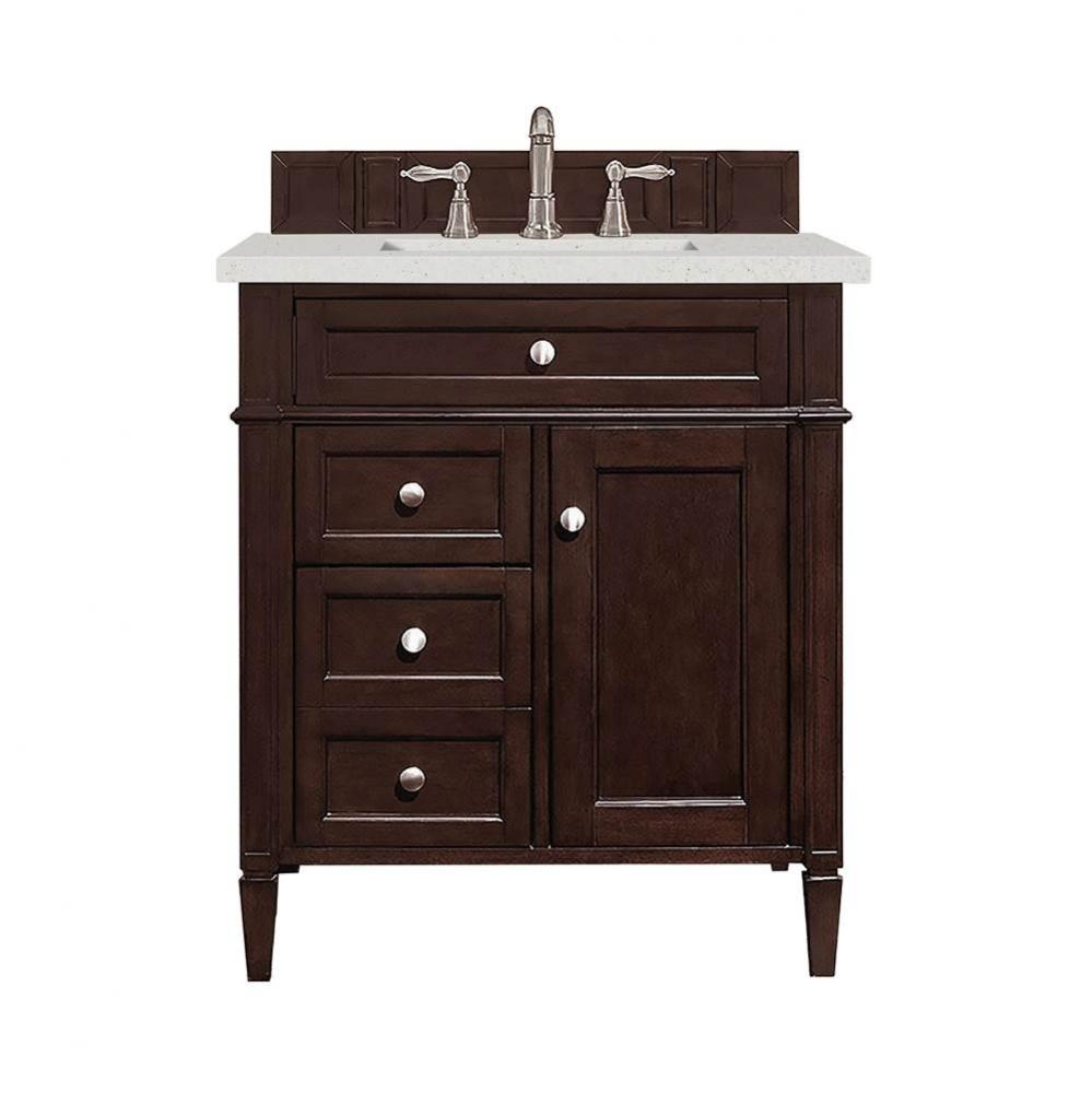 Brittany 30&apos;&apos; Single Vanity, Burnished Mahogany, w/ 3 CM Lime Delight Quartz Top