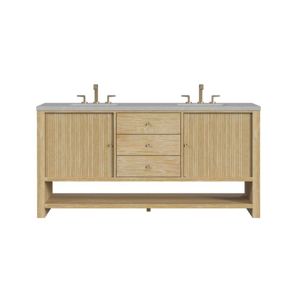 Marigot Single 72&apos;&apos; Double Vanity, Sunwashed Oak w/ 3 CM Eternal Serena Quartz Top