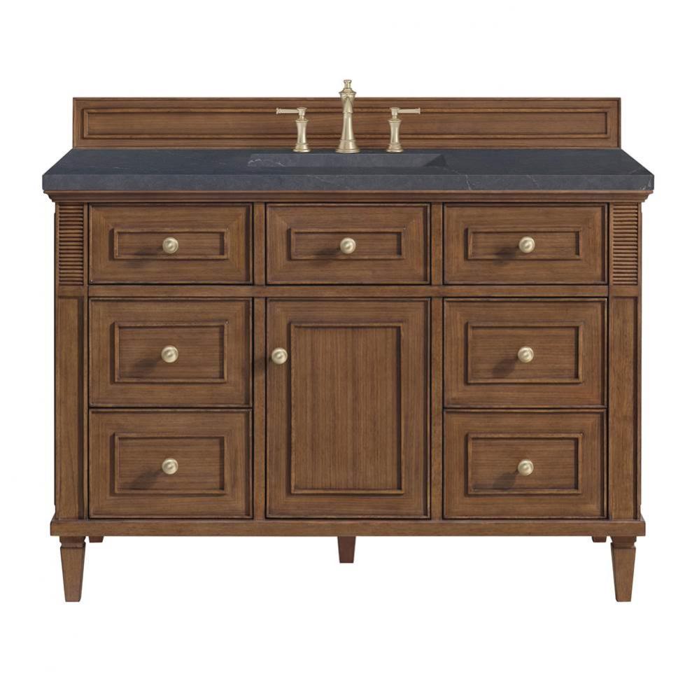 Lorelai 48&apos;&apos; Single Vanity, Mid-Century Walnut w/ 3 CM Charcoal Soapstone Quartz Top