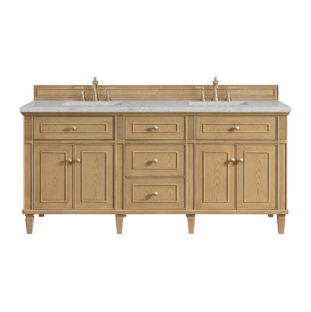 Lorelai 72&apos;&apos; Double Vanity, Light Natural Oak w/ 3 CM Eternal Jasmine Pearl Quartz Top