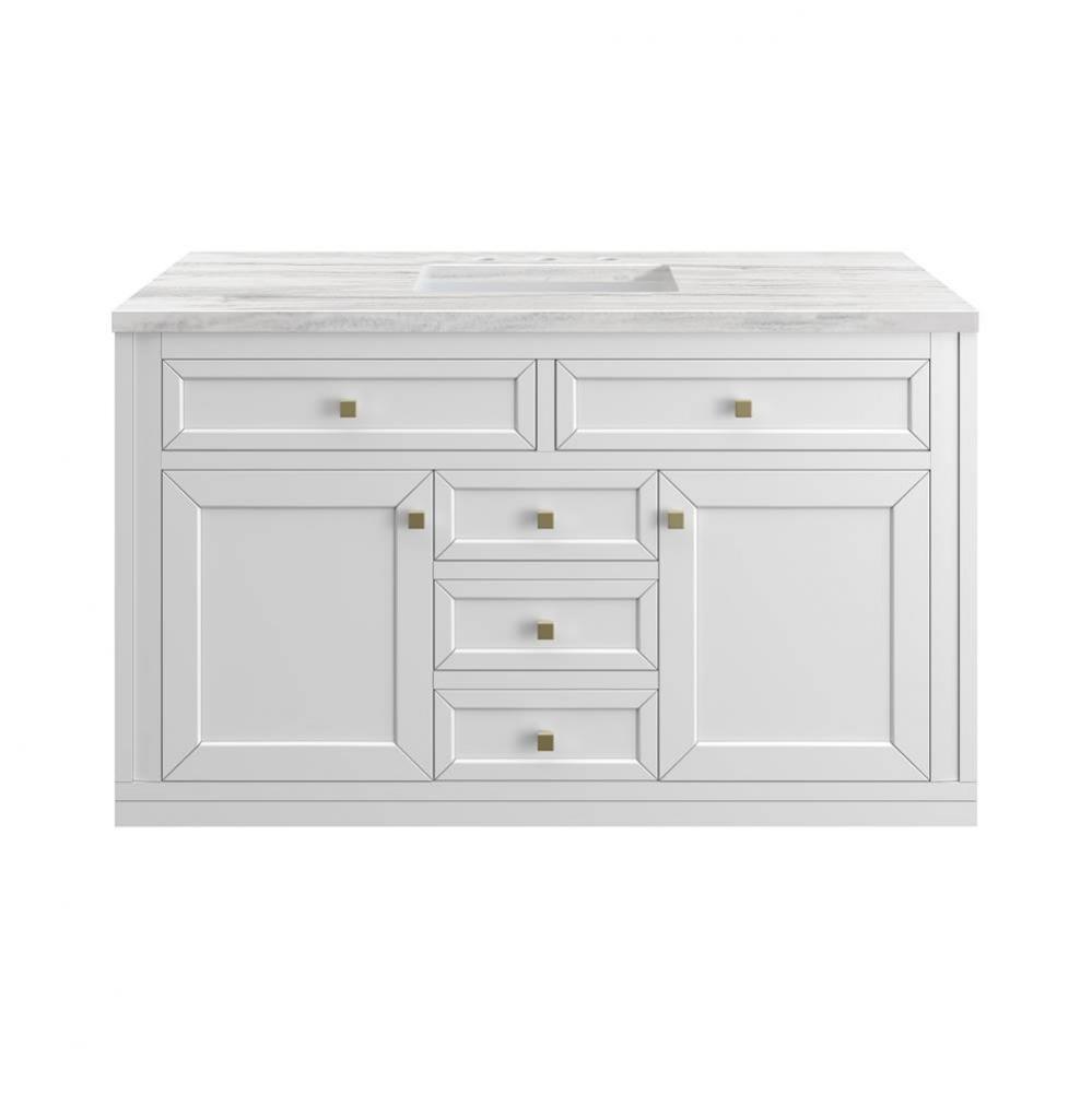 Chicago 48&apos;&apos; Single Vanity, Glossy White w/ 3 CM Arctic Fall Top