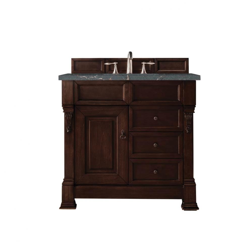 Brookfield 36&apos;&apos; Single Vanity, Burnished Mahogany w/ 3 CM Parisien Bleu Quartz Top