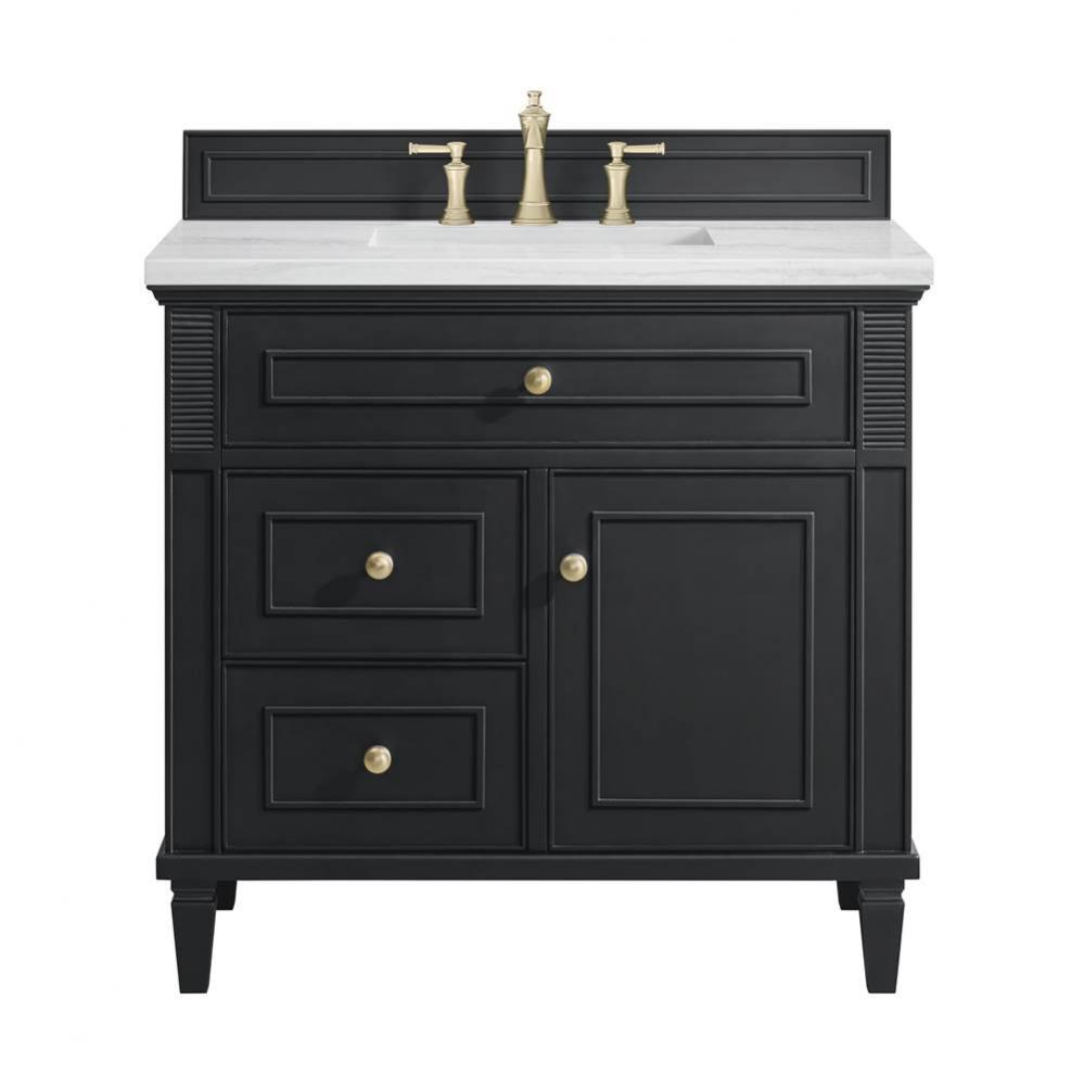 Lorelai 36&apos;&apos; Single Vanity, Black Onyx w/ 3 CM Arctic Fall Solid Surface Top