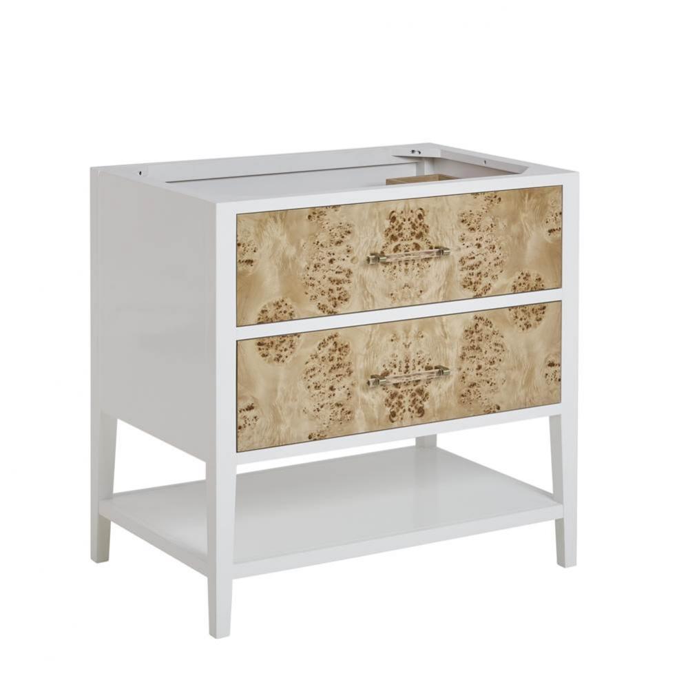 Olena 36&apos;&apos; Single Vanity, Light Mappa Burl and Polished White