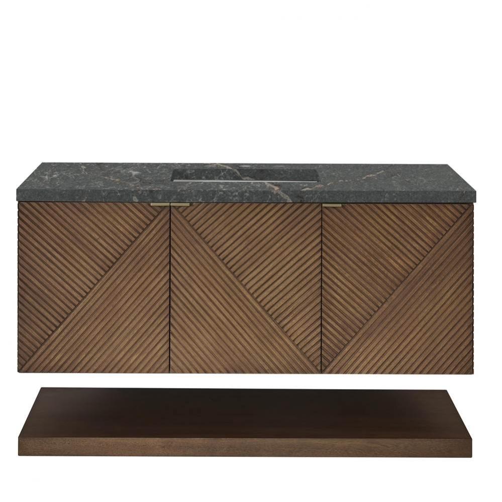 Marcello 48&apos;&apos; Single Vanity, Chestnut w/ 3 CM Parisien Bleu Quartz Top