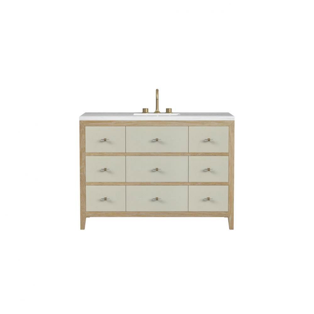 Celeste 48&apos;&apos; Single Vanity, Sunwashed Oak with Embossed Shagreen w/ 3 CM Arctic Fall Sol