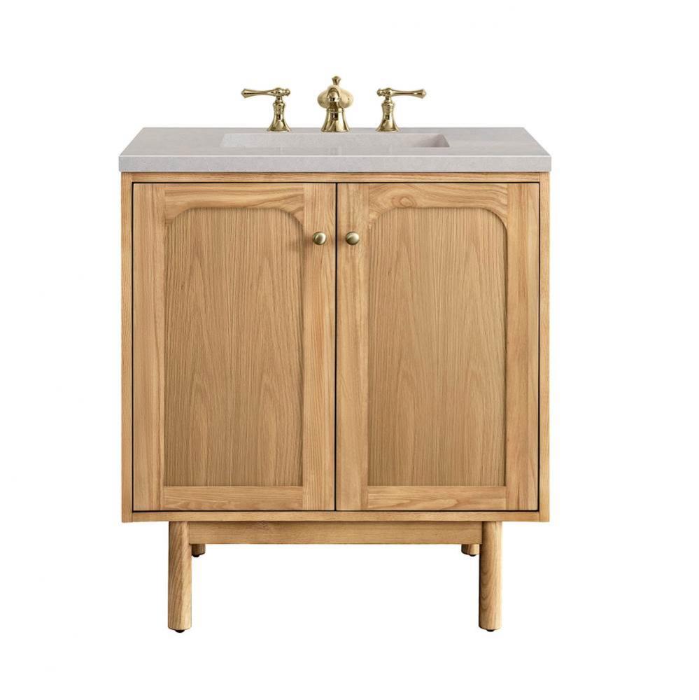 Laurent 30&apos;&apos; Single Vanity, Light Natural Oak w/ 3 CM Eternal Serena Top