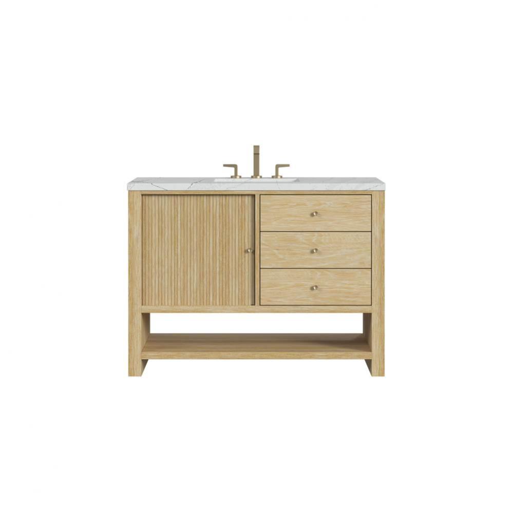 Marigot Single 48&apos;&apos; Single Vanity, Sunwashed Oak w/ 3 CM Ethereal Noctis Quartz Top