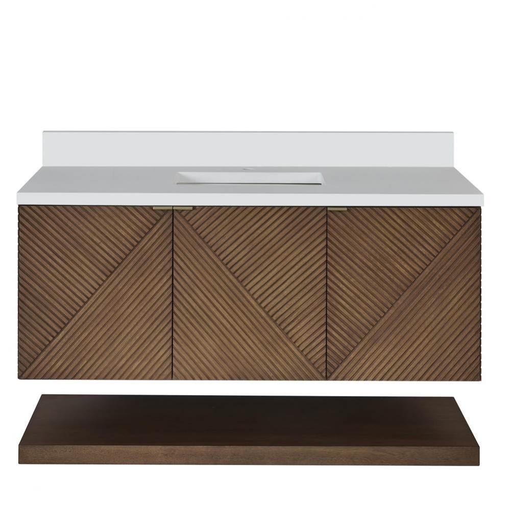 Marcello 48&apos;&apos; Single Vanity, Chestnut w/ Single Hole 3 CM White Zeus Quartz Top &amp; Ba