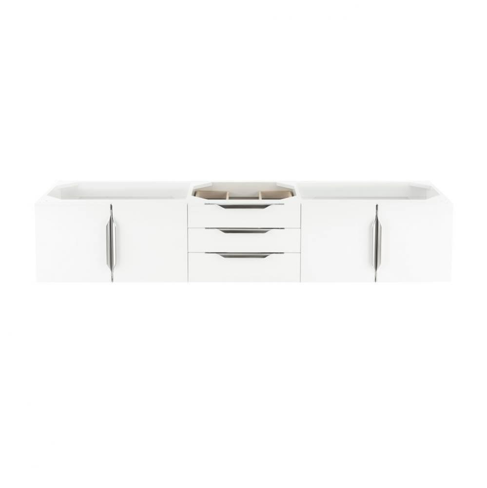 Columbia 72&apos;&apos; Single Wall Mount Vanity Cabinet, Glossy White, Brushed Nickel