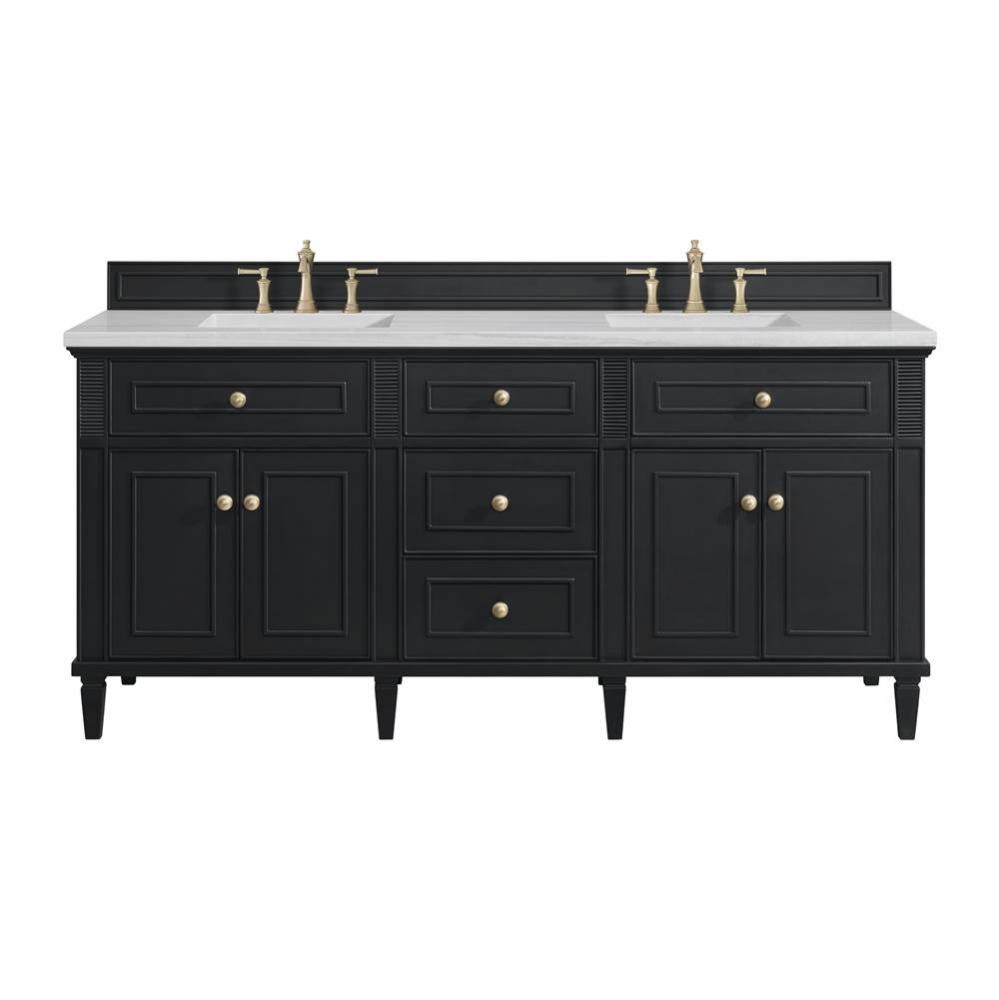 Lorelai 72&apos;&apos; Double Vanity, Black Onyx w/ 3 CM Arctic Fall Solid Surface Top