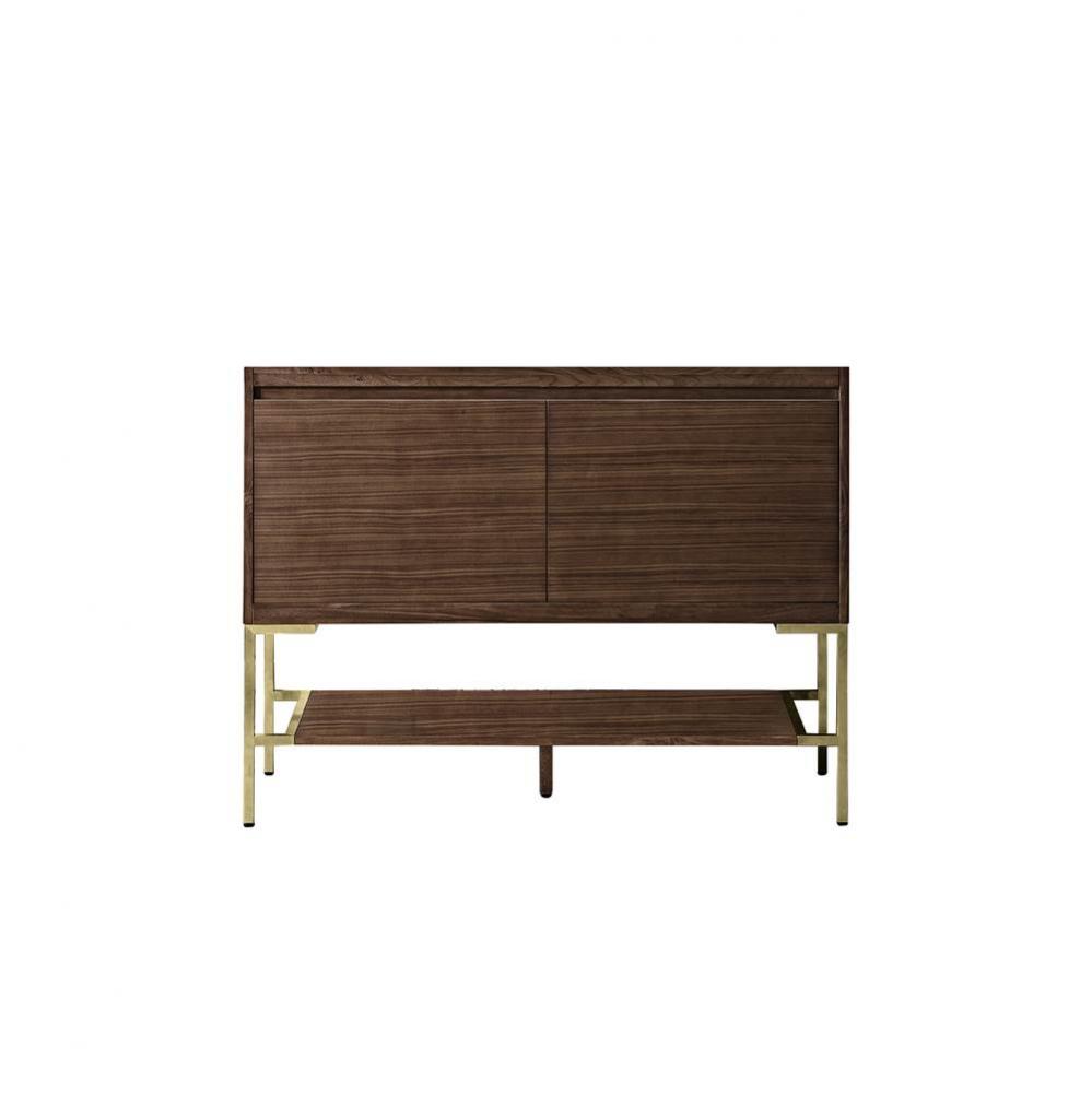 Mantova 47.3&apos;&apos; Single Vanity Cabinet, Mid-Century Walnut, Champagne Brass Base