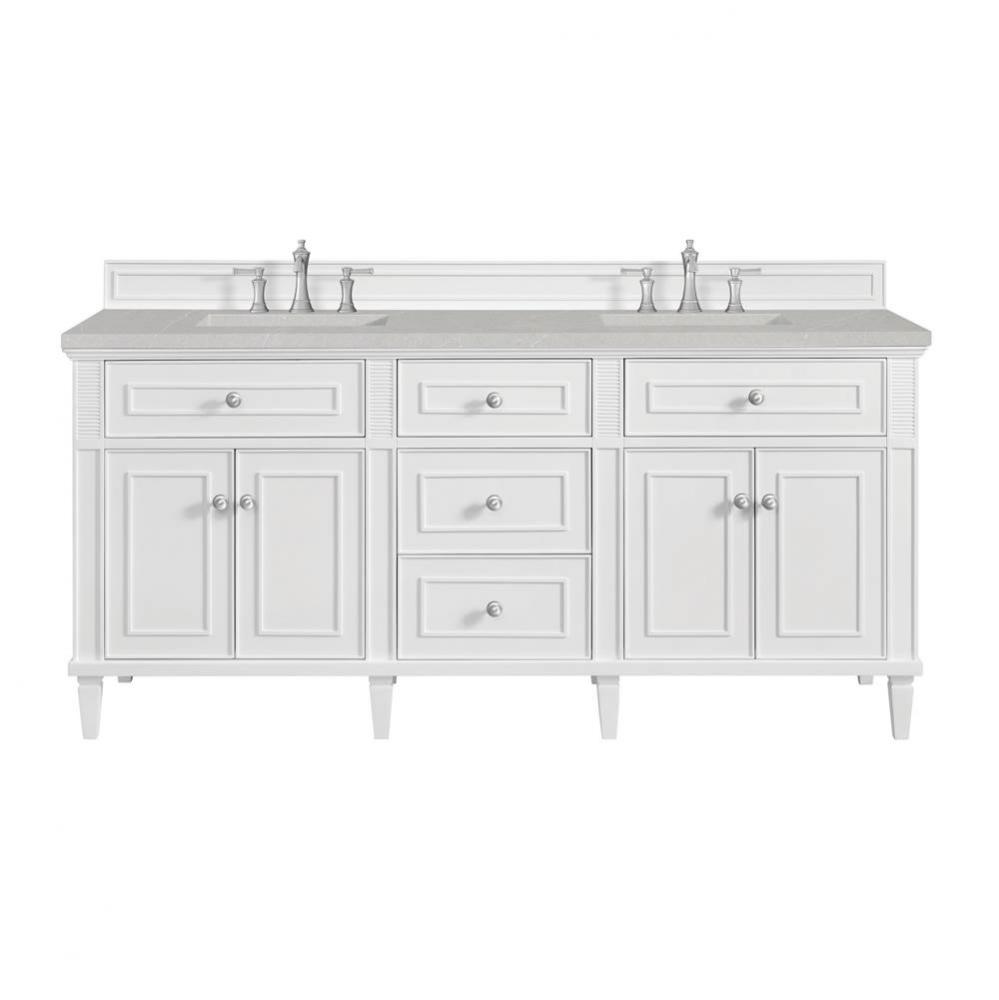 Lorelai 72&apos;&apos; Double Vanity, Bright White w/ 3 CM Eternal Serena Quartz Top