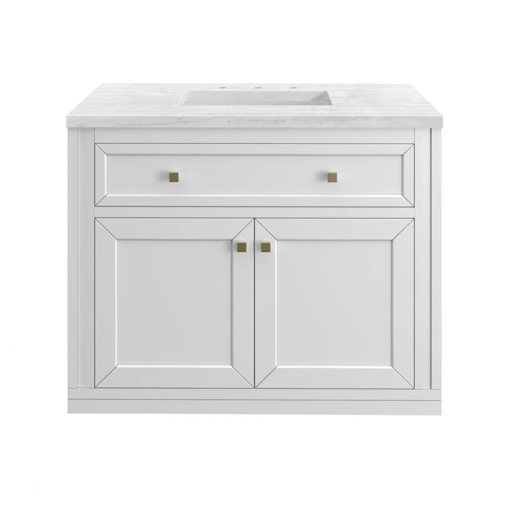 Chicago 36&apos;&apos; Single Vanity, Glossy White w/ 3 CM Arctic Fall Top