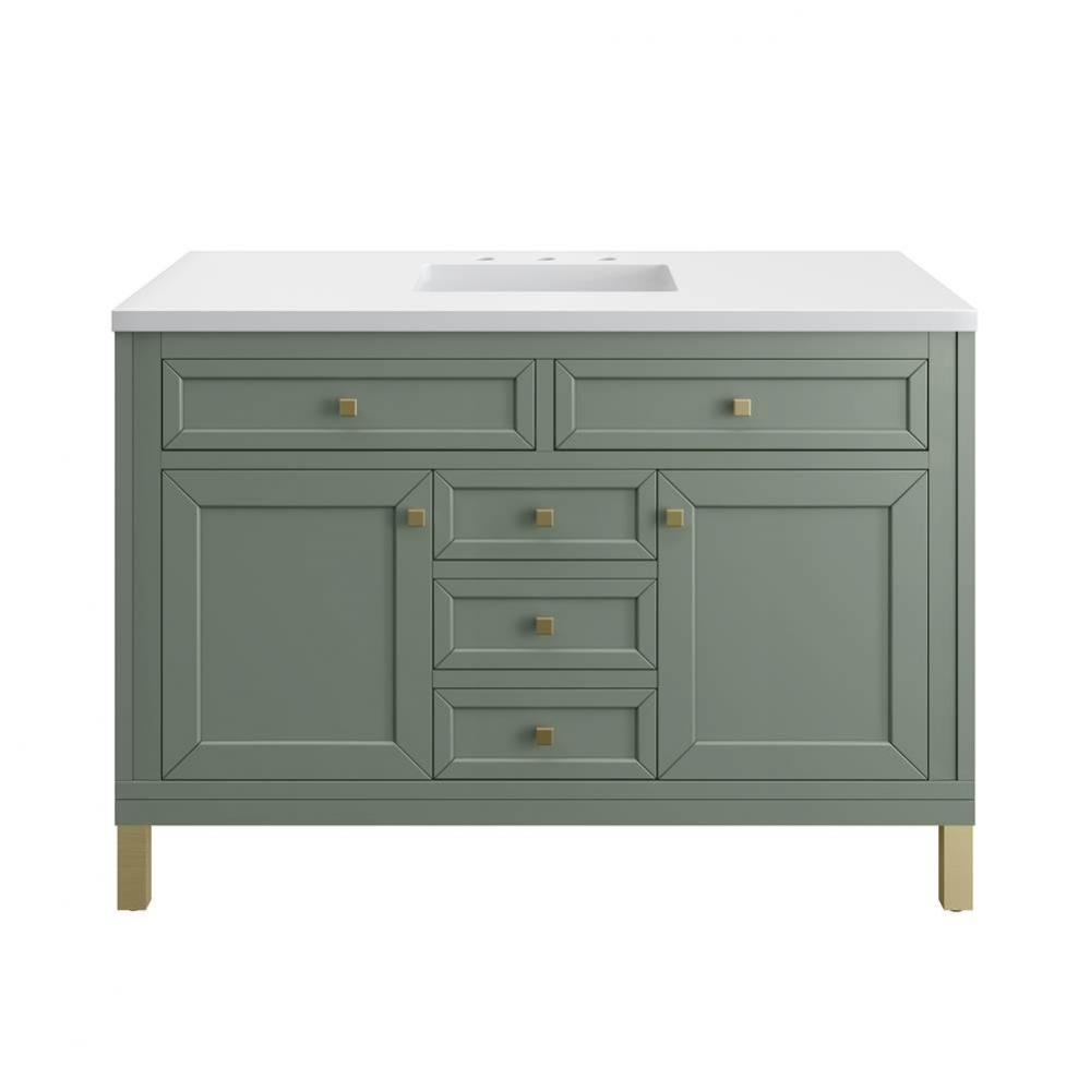 Chicago 48&apos;&apos; Single Vanity, Smokey Celadon w/ 3 CM White Zeus Top