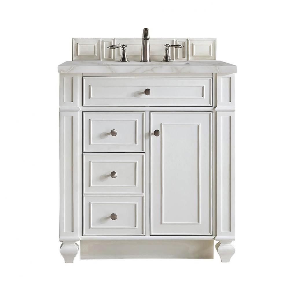 Bristol 30&apos;&apos; Single Vanity, Bright White w/ 3 CM Victorian Silver Quartz Top