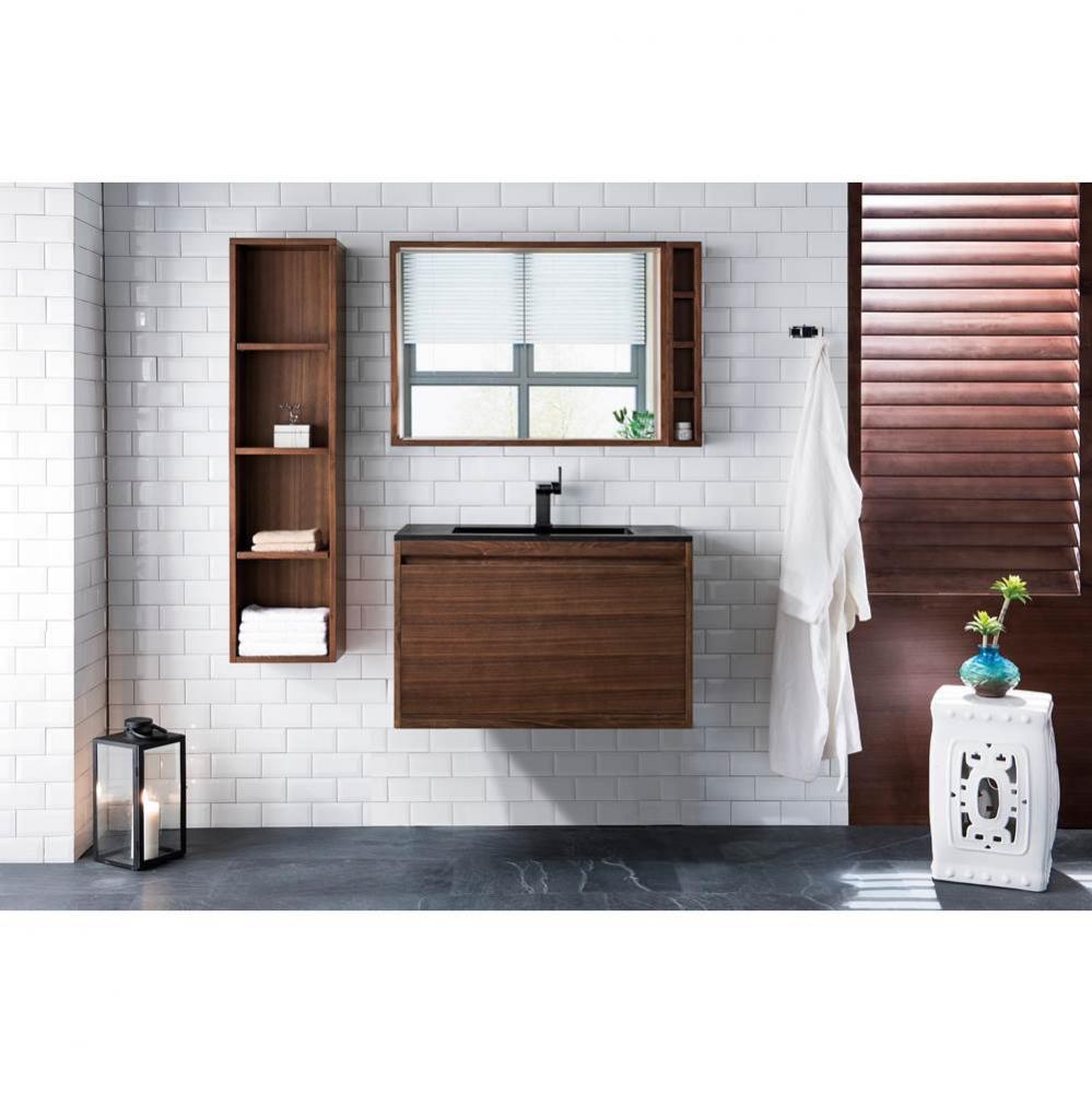 Mantova 31.5&apos;&apos; Single Vanity, Mid-Century Walnut w/ Charcoal Black Composite Stone Top